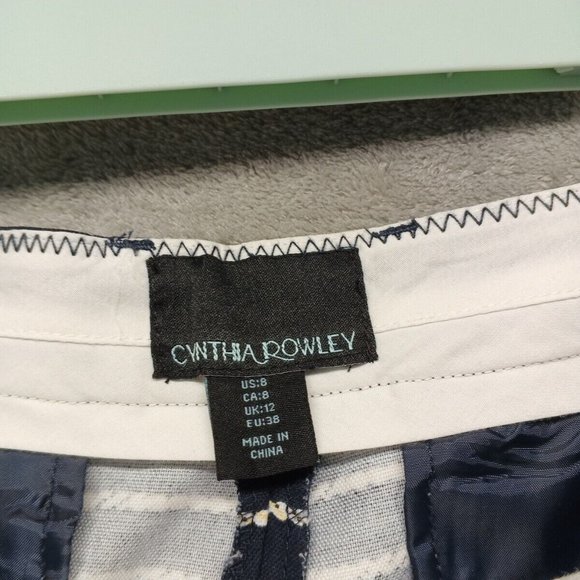 🍑CYNTHIA ROWLEY Women Casual Walking Shorts Striped Cotton Size 8(W34) - Picture 8 of 12